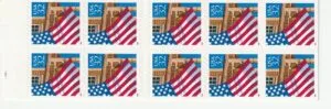 Flag ove Porch, 10 stamp booklet, red date