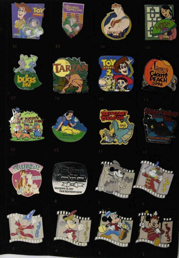 Disney Countdown to the Millennium Pin Set Complete w/ Binder - All 101 Pins +Crockett Error Pin - Image 3